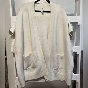 Aerie Cream Open Front Short Sleeve Cardigan – Women’s M